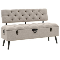 Klupa za pohranu s naslonom 110 cm krem od tkanine 339298