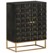 Komoda crna 55 x 34 x 75 cm od masivnog drva manga i željeza 351679
