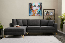 Ugaona sofa Berlin lijevo - antracit, zlato
