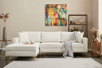 Ugaona sofa Berlin lijevo - krem, zlato