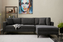 Ugaona sofa Berlin desno - antracit, crna
