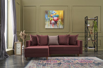 Ugaona sofa-krevet Aydam Lijevo - Claret Red Ugaona sofa-krevet Aydam Lijevo - Claret Red
