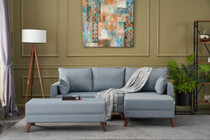 Ugaona sofa-krevet Bella Soft Mini Köşe Desna - Plava Ugaona sofa-krevet Bella Soft Mini Köşe Desna - Plava