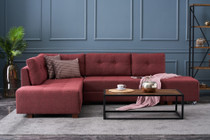 Ugaona sofa-krevet Manama kutni kauč na razvlačenje lijevo - Claret Red