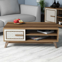Hanah Home Stol za kafu-kavu Ayla - orah, krem  Hanah Home Stol za kafu-kavu Ayla - orah, krem