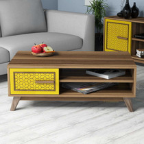Hanah Home Stol za kafu-kavu Ayla - orah, žuta  Hanah Home Stol za kafu-kavu Ayla - orah, žuta