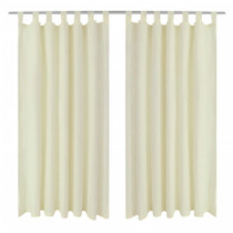Mikro-satenska zavjesa s trakama 2 kom krem boje 140 x 245 cm