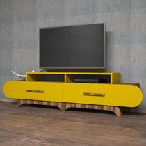 Hanah Home TV stalak Flora - orah, žuta  Hanah Home TV stalak Flora - orah, žuta