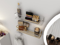 Zidna polica Banyo Makyaj Rafı, Baharatlık- Gold Kaplama   a.g