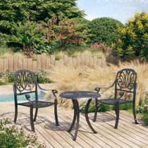 3-dijelni bistro set od lijevanog aluminija crni 3070566