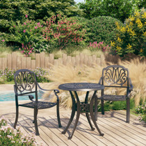 3-dijelni bistro set od lijevanog aluminija crni 3070572