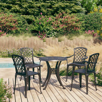 5-dijelni bistro set od lijevanog aluminija crni 3070608