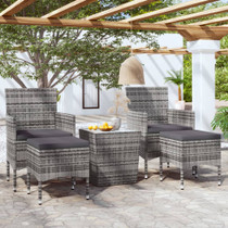 5-dijelni vrtni bistro set od poliratana i kaljenog stakla sivi 3058369