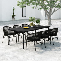 7-dijelni vrtni blagovaonski set crni 3099225