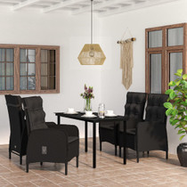 5-dijelni vrtni blagovaonski set s jastucima crni 3099355