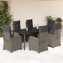 7-dijelni vrtni blagovaonski set sivi od poliratana 3212799