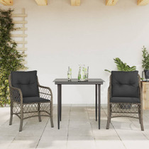 3-dijelni bistro set od poliratana s jastucima sivi 3212124