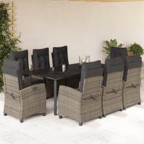 9-dijelni vrtni blagovaonski set sivi od poliratana 3212800