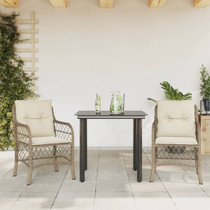 3-dijelni bistro set s jastucima bež od poliratana 3212145