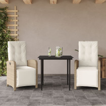 3-dijelni bistro set s jastucima bež od poliratana 3212570