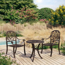 3-dijelni bistro set od lijevanog aluminija brončani 3070565