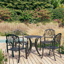 5-dijelni bistro set od lijevanog aluminija crni 3070599