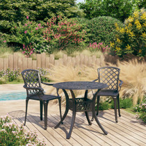 3-dijelni bistro set od lijevanog aluminija crni 3070584