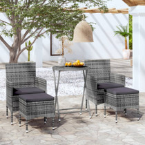 5-dijelni vrtni bistro set od poliratana i kaljenog stakla sivi 3058389