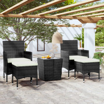 5-dijelni vrtni bistro set od poliratana i kaljenog stakla crni 3058368