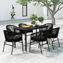 7-dijelni vrtni blagovaonski set crni 3099224
