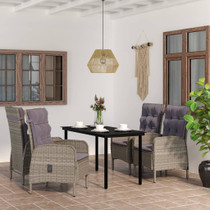 5-dijelni vrtni blagovaonski set s jastucima sivo-crni 3099361
