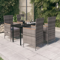 5-dijelni vrtni blagovaonski set s jastucima sivi 3099433