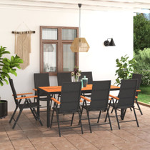9-dijelni vrtni blagovaonski set crno-smeđi 3060081