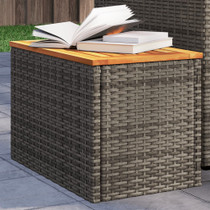 Vrtni bočni stolići 2 kom sivi 55 x 34 x 37 cm poliratan i drvo 366131