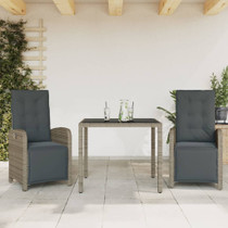 3-dijelni bistro set od poliratana s jastucima sivi 3212462