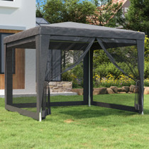 Šator za zabave s 4 mrežasta bočna zida antracit 3 x 3 m HDPE 319229