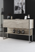 Komoda Luxe - traverten, srebro