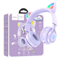 hoco. Slušalice bežične sa mikrofonom, Bluetooth, mačje uši - W39 slušalice Mačje uši,Ljubičaste