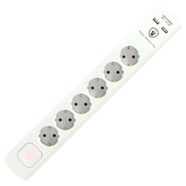 home Produžni kabl sa zaštitom, 6 utičnica, 1.5mm?, 1,4 met, USB - NVT 06K USB/WH