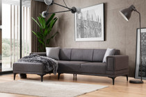 Kutna sofa-krevet Horizont lijevo - tamno siva