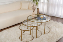 Set stolića za kavu Aurum - 80, 60, 42 - zlato, prozirno