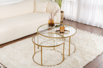 Set stolića za kavu Aurum - 80, 60 - zlato, prozirno