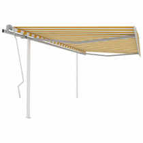 Tenda na ručno uvlačenje sa stupovima 4 x 3 m žuto-bijela 3069938