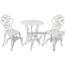 Bistro Set 3 kom Bijeli Lijevani Aluminij