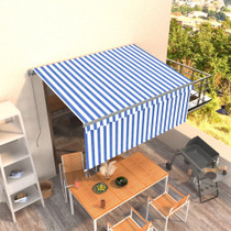 Tenda na ručno uvlačenje s roletom 3,5 x 2,5 m plavo-bijela 3069396