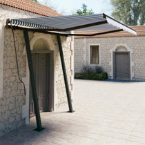 Tenda na ručno uvlačenje sa stupovima 3,5 x 2,5 m plavo-bijela 3070116