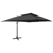 Konzolni vrtni suncobran s dvostrukim vrhom 400 x 300 cm crni 312377 Konzolni vrtni suncobran s dvostrukim vrhom 400 x 300 cm crni 312377