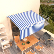 Tenda na ručno uvlačenje s roletom 3,5 x 2,5 m plavo-bijela   3069276