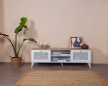 TV stalak Calvin - Bijela, Hrast