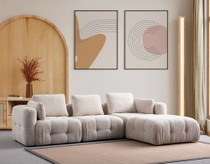 Kutna sofa Amaris trosjed s pufom - bež